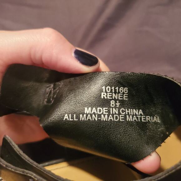 Michael Kors Black Leather Wedge Platform Sandals Size 8.5 - Picture 9 of 9